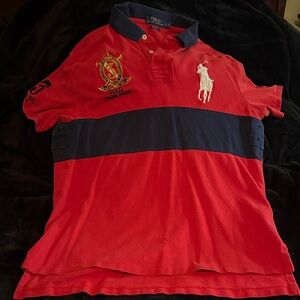 Polo by Ralph Lauren Red and Navy Men's Polo Shirt
